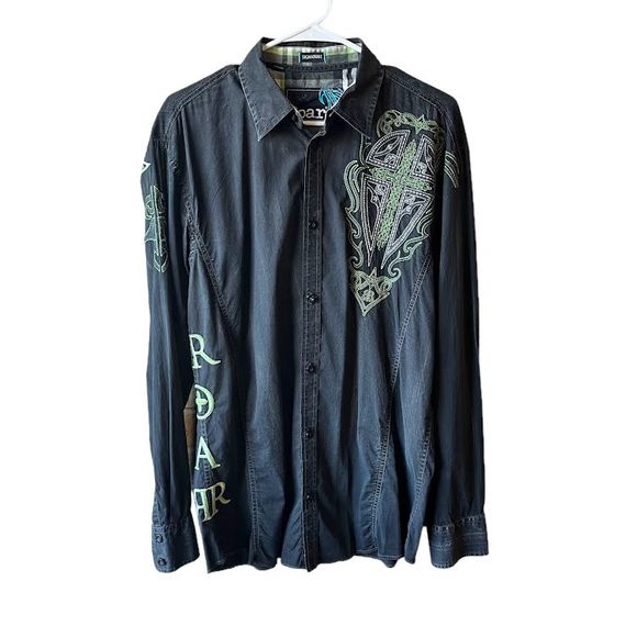 Roar Other - Roar Men's Millennium Signature Long Sleeve Shirt Size Large Embroidered Dk Gray